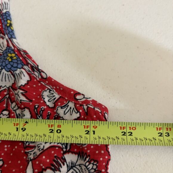 LOFT Tank Top Women's XL Round Neck Red Floral Boho Sleeveless Casual Shirt - Picture 8 of 8